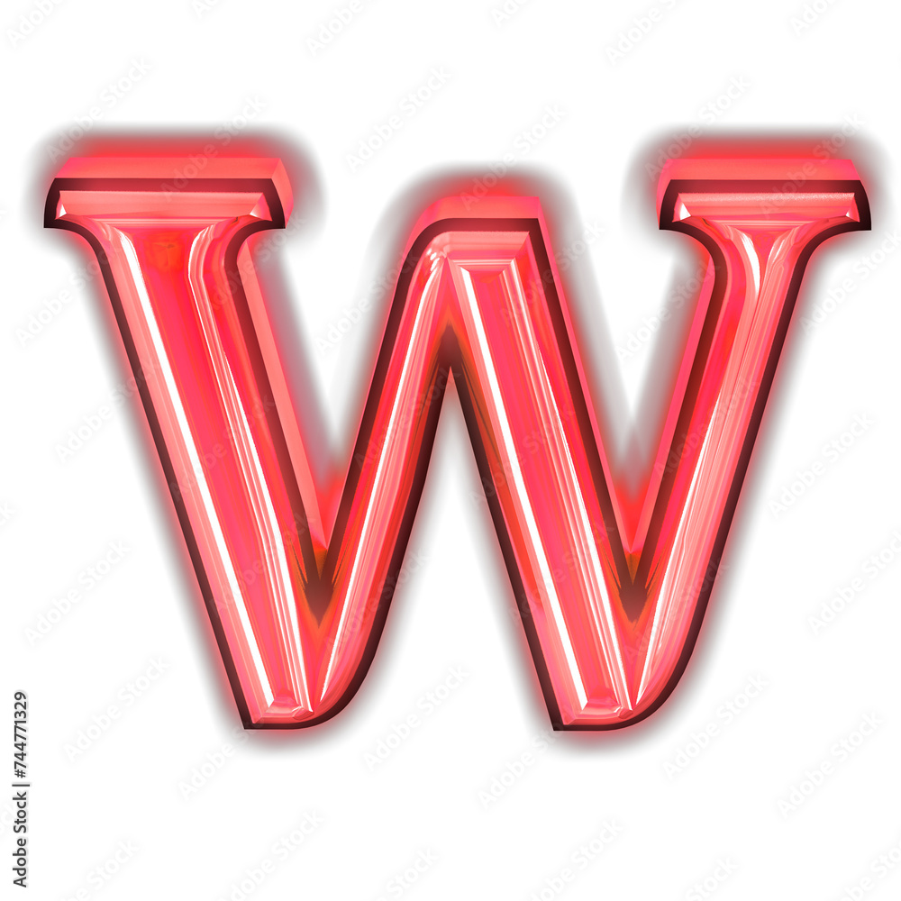 Glowing red symbol. letter w Glowing red symbol. letter w