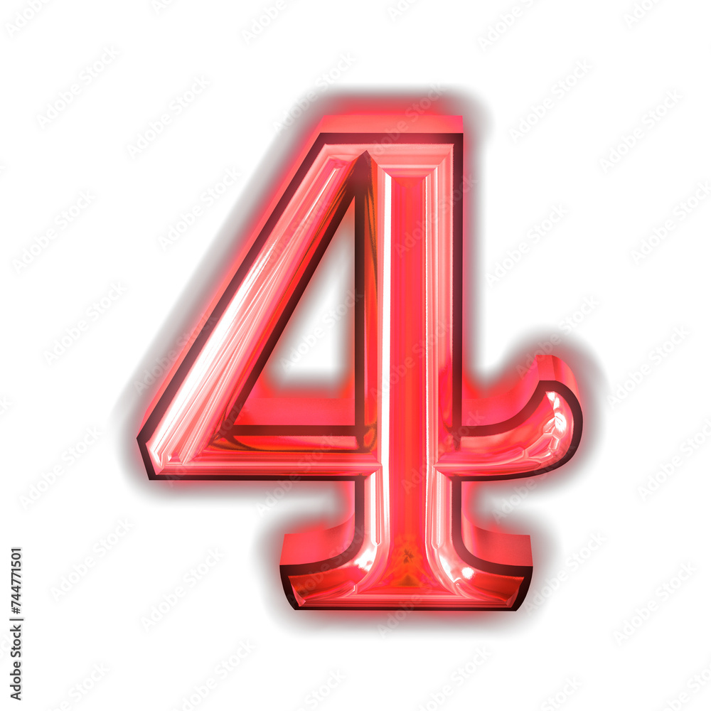 Glowing red symbol. number 4 Glowing red symbol. number 4