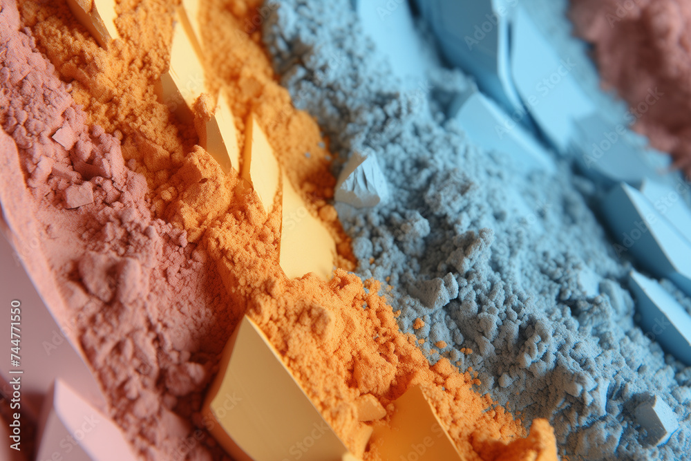 Fototapeta premium Various shades of crushed eyeshadow gradient. Beauty and makeup concept. Banner with copy space for design and print.