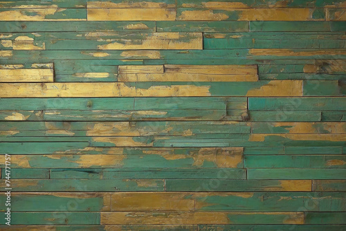 green and yellow and old and dirty and weathered wood wall wooden plank board texture background