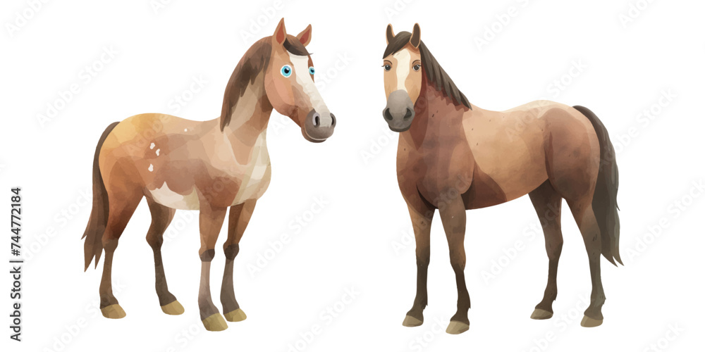 Fototapeta premium cute brown horse watercolor illustration