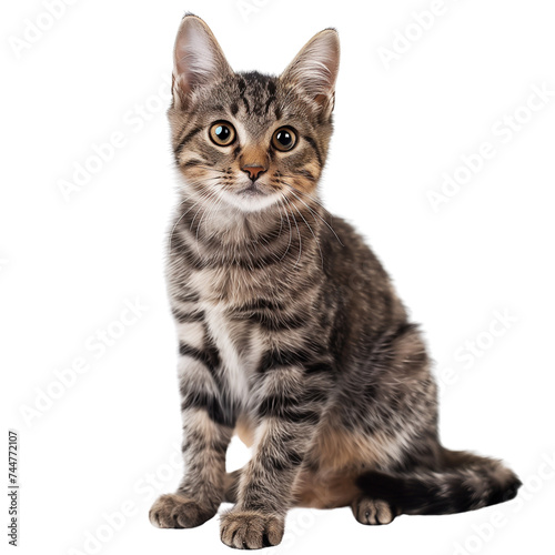 Photograph of a Tabby Gray Cat, Transparent PNG of a Tabby Cat with gray fur, cat, kitten, beautiful cat © Diana D.