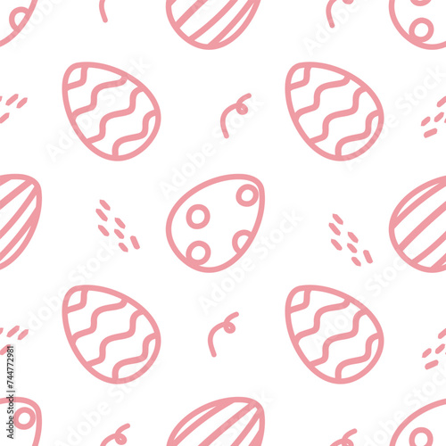 Happy Easter pattern in doodle style