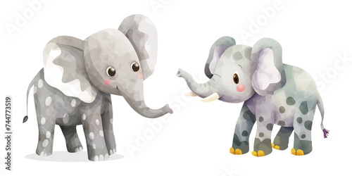  cute elephant watercolour vector illustration