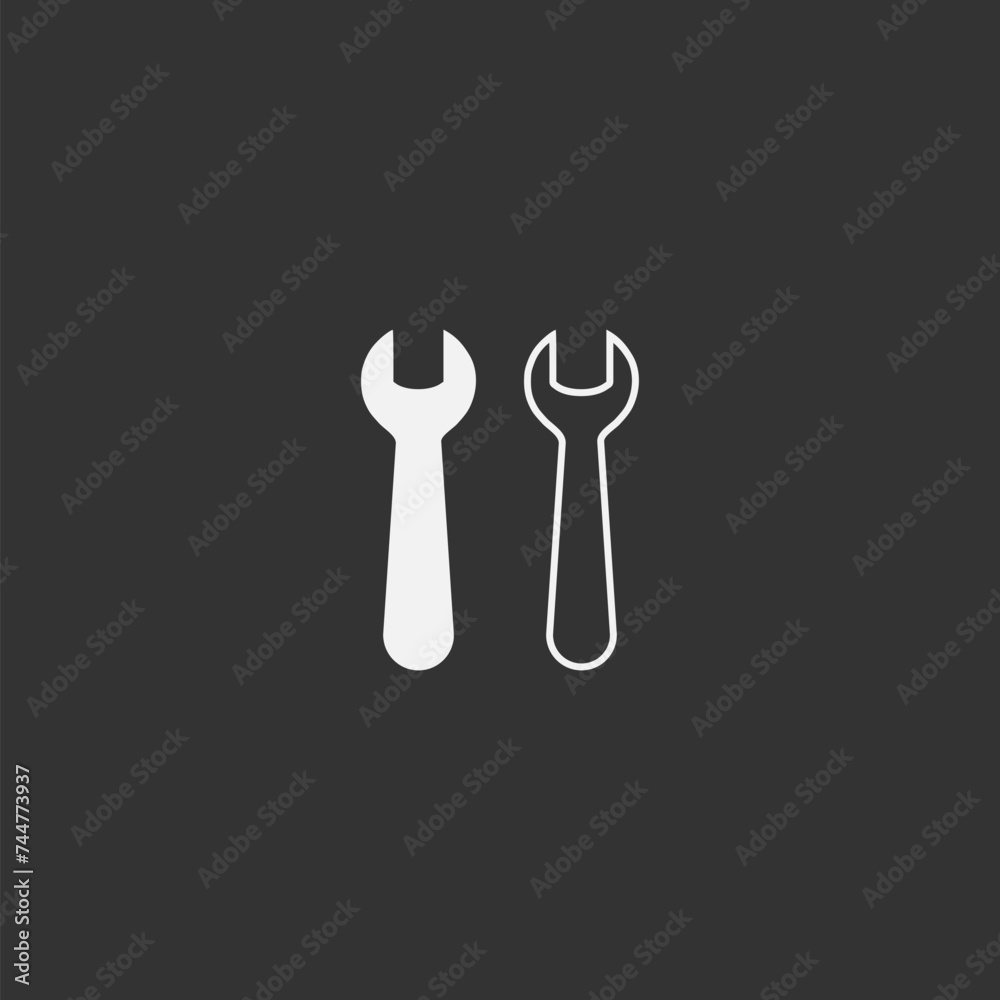 Wrench tool icon simple sign on black background Wrench tool icon simple sign on black background