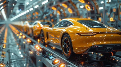 Industry non-stop assembling line for producing modern luxury cars © Дмитро Петрина
