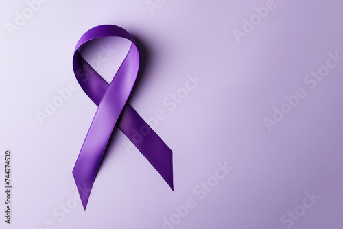 Eating disorders concept: purple ribbon, as a symbol of awareness of anorexia 