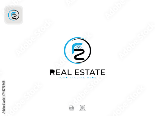 Alphabet F, Z Modern Letter Real Estate Logo (ID: 744775969)
