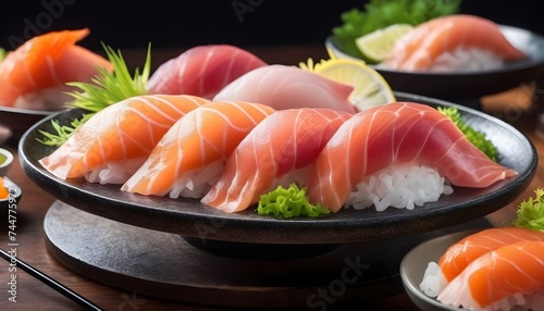 Multitue of a variety of sashimi