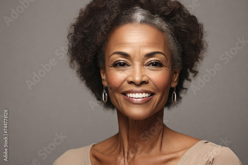 Portrait of a beautiful mature African American woman smiling at the camera