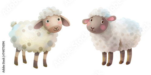  cute sheep soft watercolour vector illustration