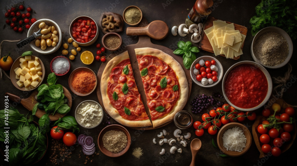Pizza y ingredientes