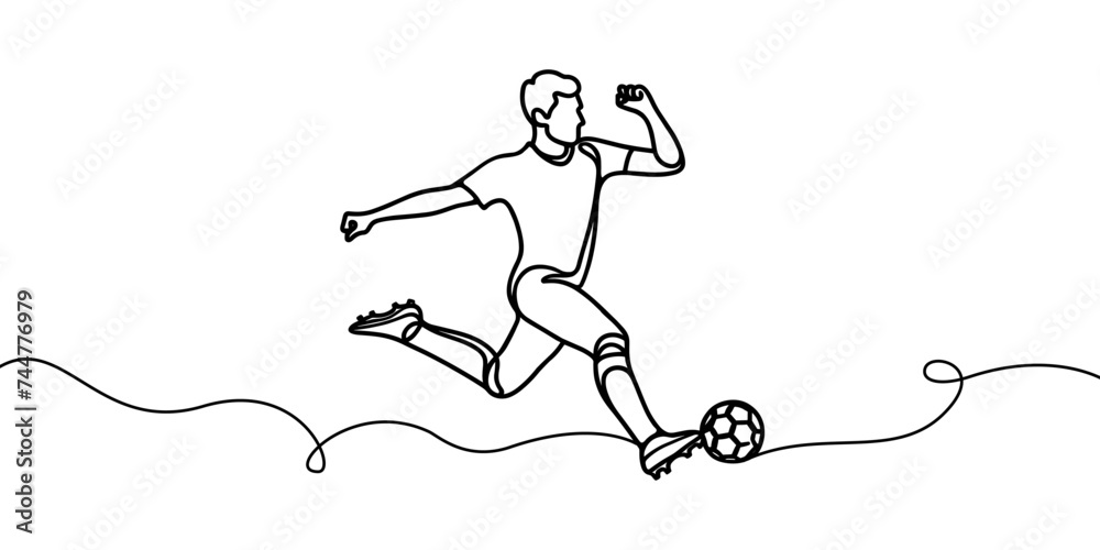 Vector image of a football player kicking the ball, on a white background. Vector image of a football player kicking the ball, on a white background.
