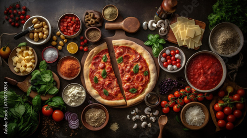 Pizza y ingredientes photo
