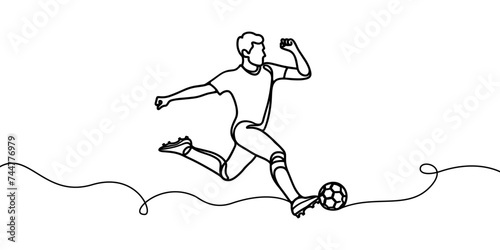 Vector image of a football player kicking the ball, on a white background.