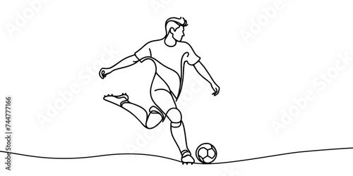 Vector image of a player kicking a ball, isolated on a white background.