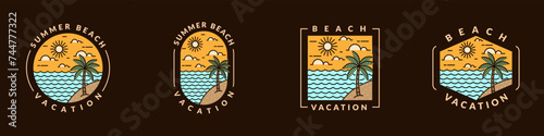 illustration of beach monoline or line art style