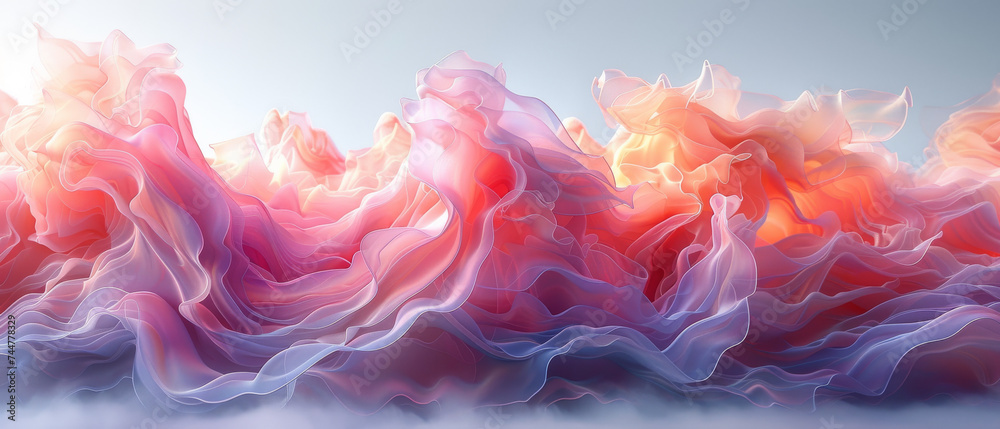 Abstract Painting of Pink and Orange Waves Abstract Painting of Pink and Orange Waves