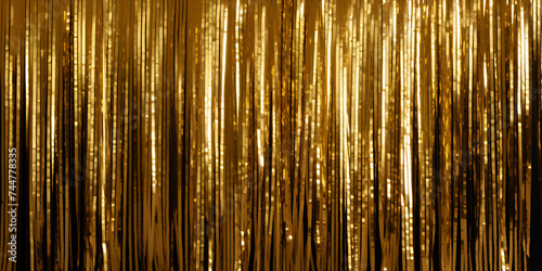 background of gold glitter particles, magic light sparks curtain