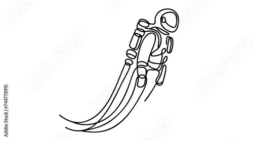Continuous one line of jetpack machine on white background
