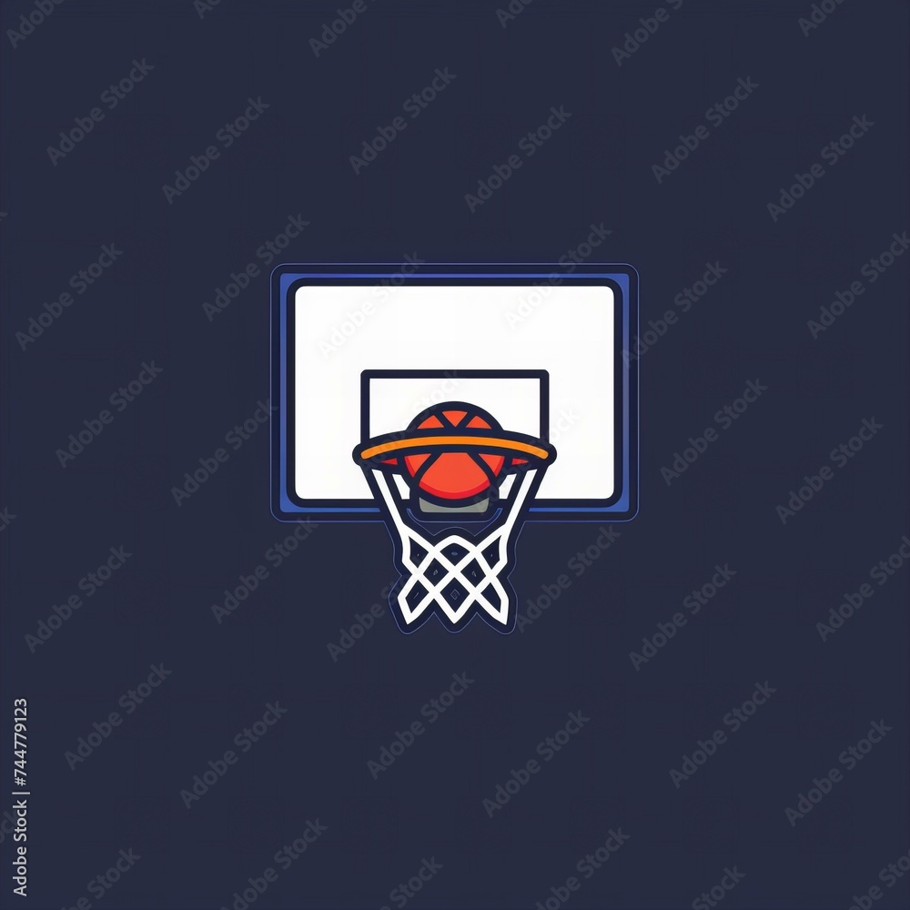 Flat vector logo of a basketball hoop