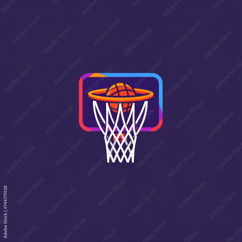 Flat vector logo of a basketball hoop