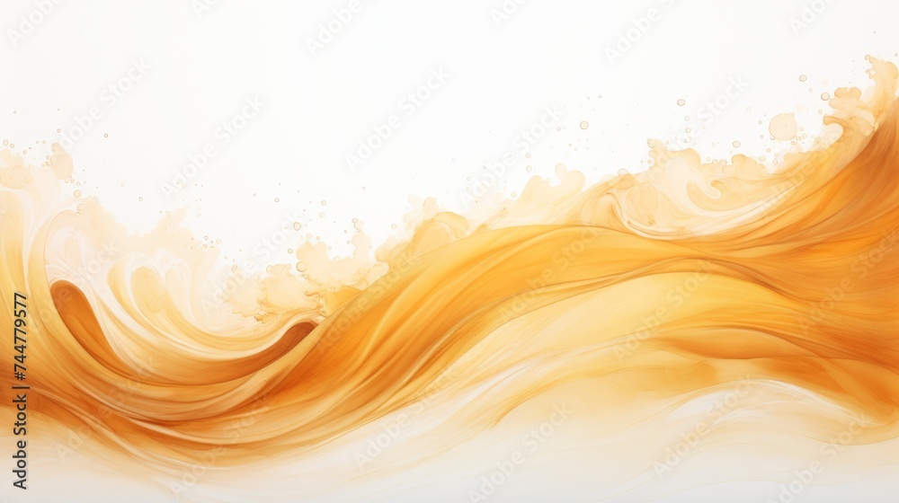 Gold watercolor wave on white background