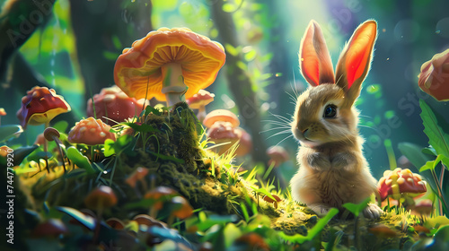 cute bunny in the woods