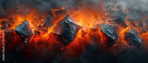 A Bunch of Rocks Engulfed in Flames