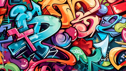 Graffiti on the wall background, urban street art style, vector illustration.