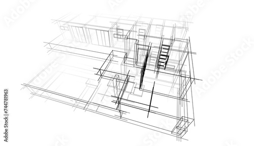 house building architecture 3d illustration