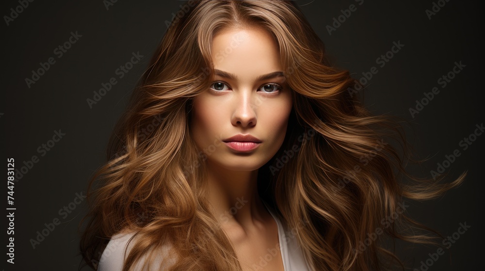 The perfect image of a beautiful brown-haired girl. Feminine image of natural beauty. Illustration for beauty and fashion magazine. The perfect image of a beautiful brown-haired girl. Feminine image of natural beauty. Illustration for beauty and fashion magazine.