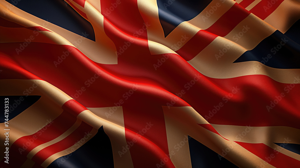 British flag wavy in the wind, symbolism - obrazy, fototapety, plakaty 