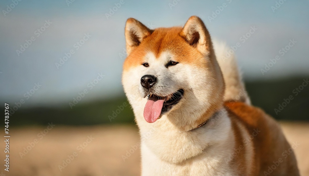 japanese akita inu dog on sand background
