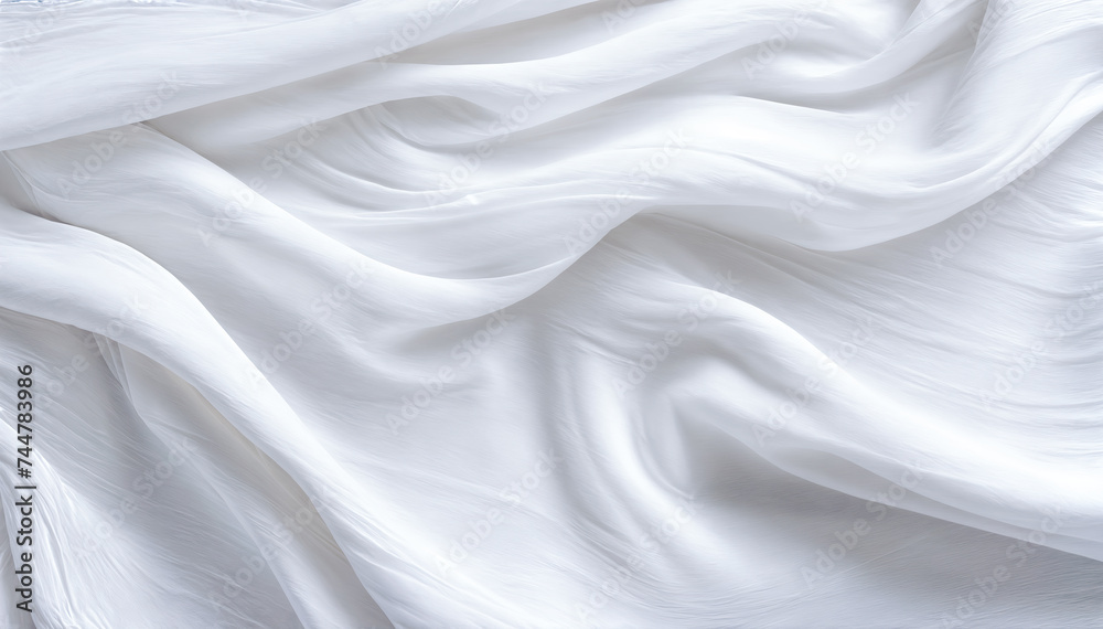  White fabric texture Creased white silk or satin fabric background.