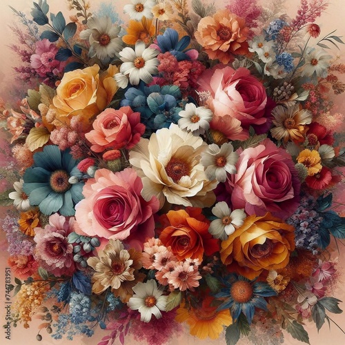 spring flowers bouquet. AI generated illustration