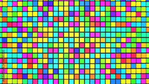 Wall made of colorful and color-changing small squares - 3D Render