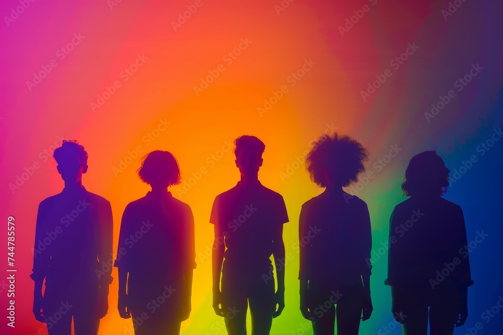 LGBTQ Pride rainbow stroll. Rainbow pronoun inclusivity colorful financial diversity Flag. Gradient motley colored gay activism LGBT rights parade festival dazzling diverse gender illustration