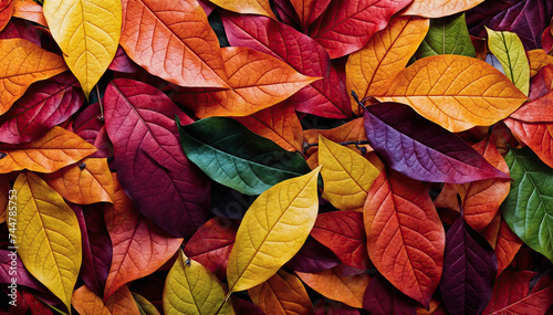  Colorful autumn leaves are Red, orange, yellow, and green leaves background