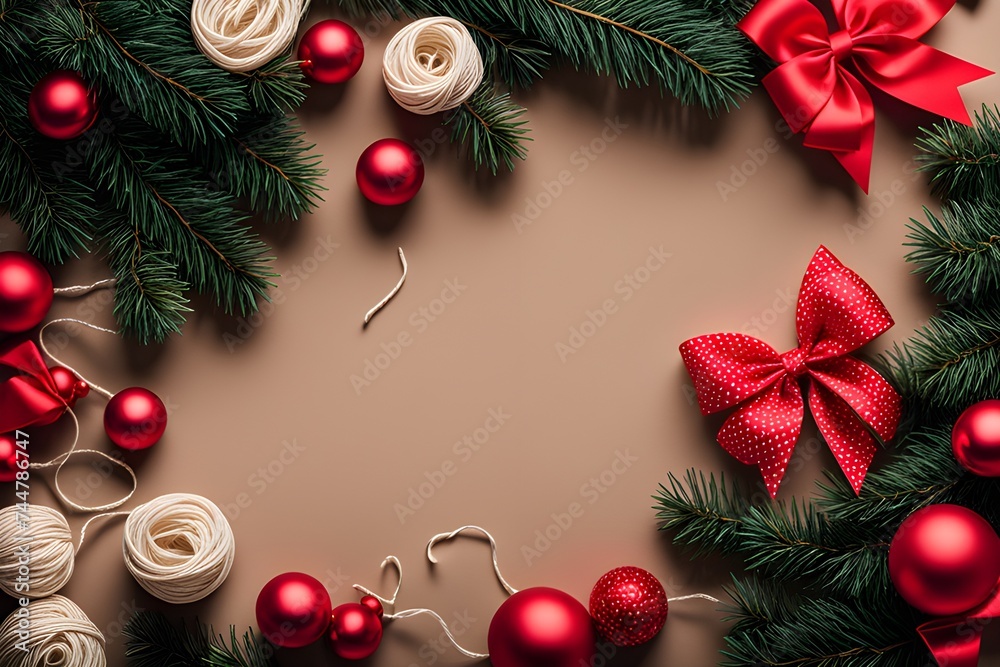 christmas background with branches and balls christmas background with branches and balls