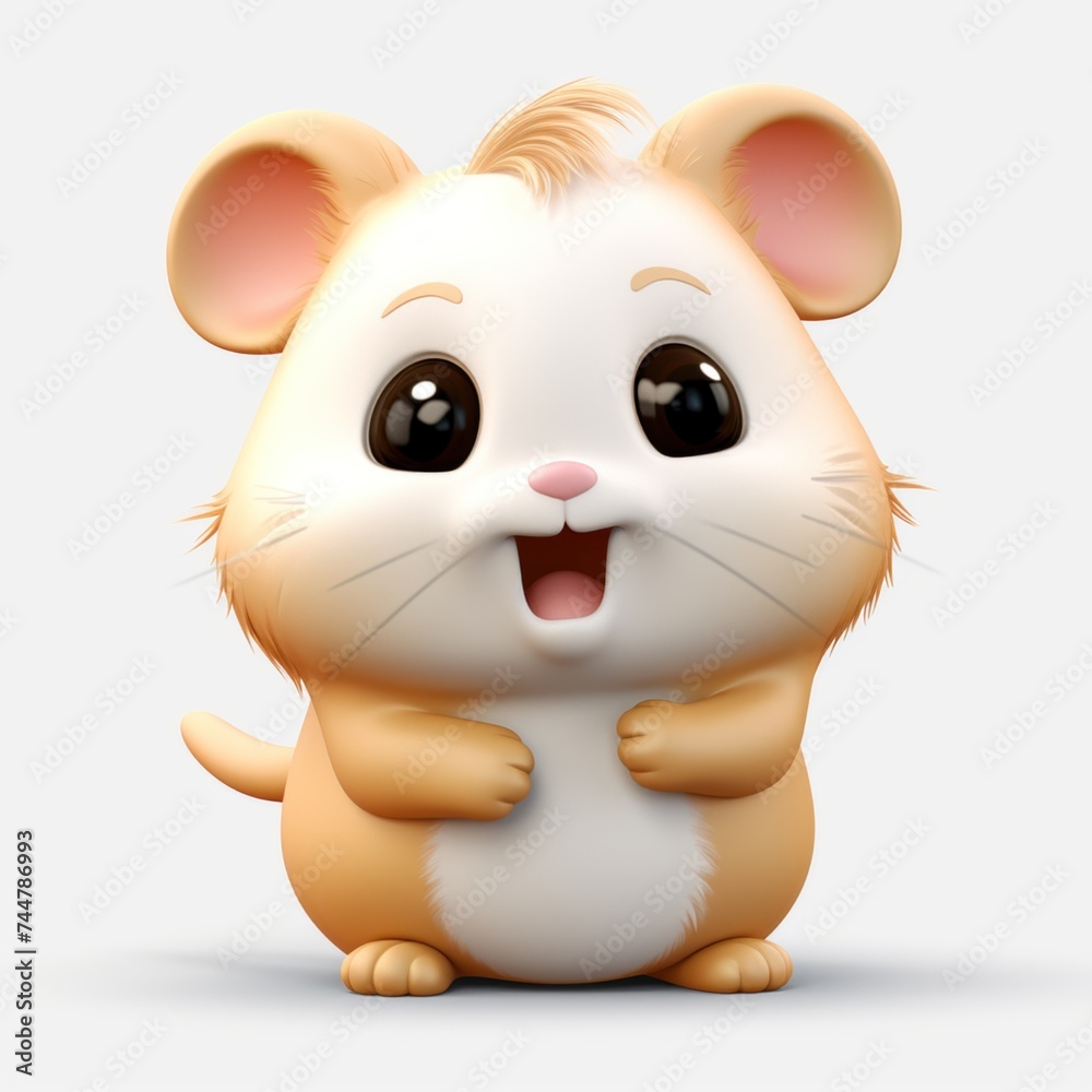 Naklejka premium A happy cartoon hamster sitting with a smile on its face