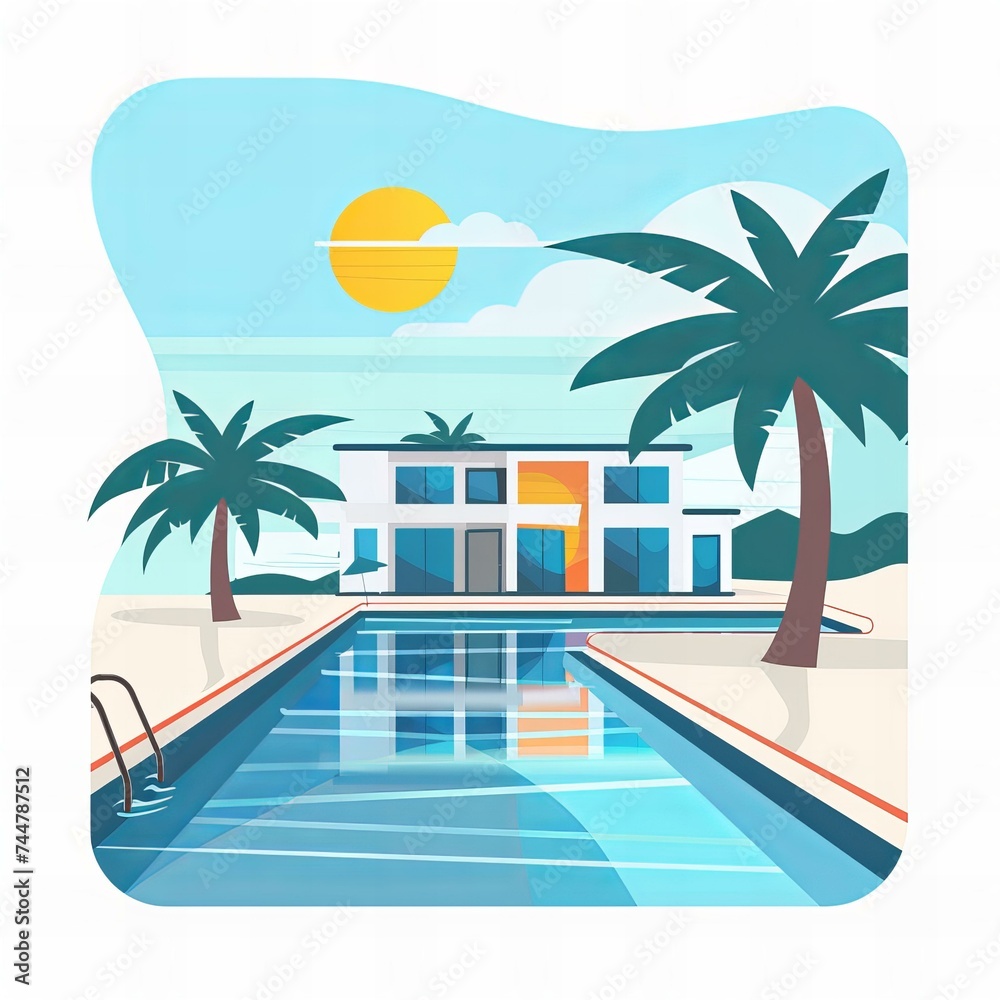 Flat vector logo of a swimming pool