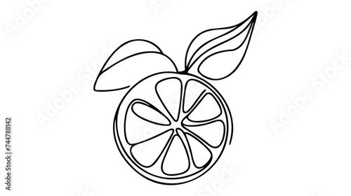 One single line drawing of whole healthy organic lemon for orchard logo identity.