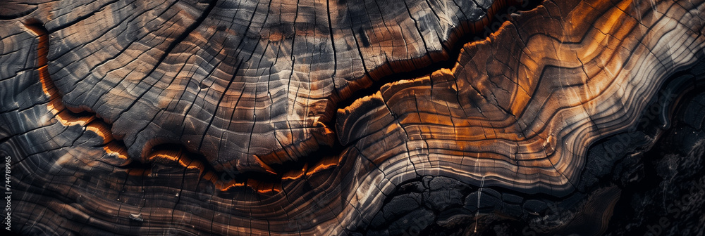 Cross Section of Tree Trunk with Distinct Patterned Growth Rings Cross Section of Tree Trunk with Distinct Patterned Growth Rings