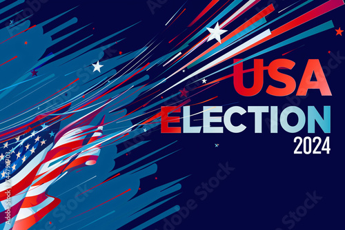 Dynamic USA 2024 election design with flag motifs and stars photo
