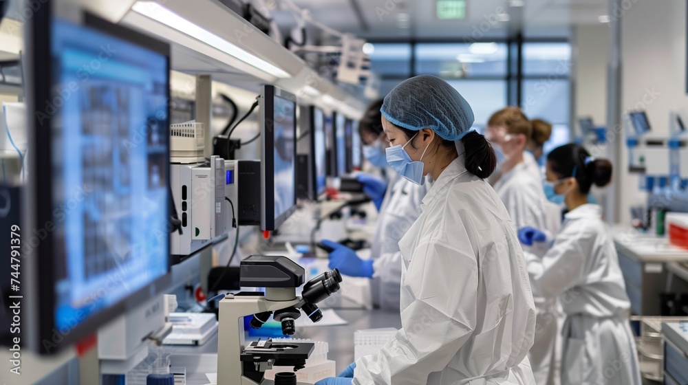 Group of Scientists Working in a Modern Research Laboratory Group of Scientists Working in a Modern Research Laboratory