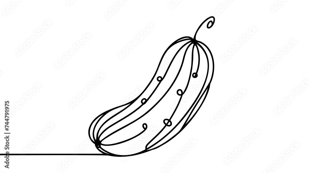 One continuous line drawing round sliced healthy organic cucumber for orchard logo identity. One continuous line drawing round sliced healthy organic cucumber for orchard logo identity.