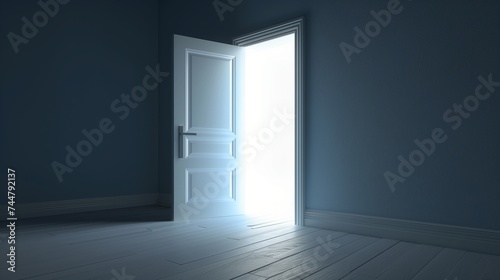 Light Shining Through Open Door in Dark Room