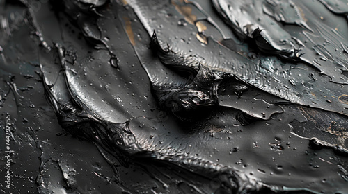 Close Up of Black Paint With Water Droplets