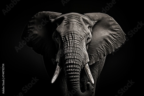 Elephant isolated on black background © raquel
